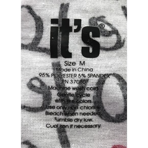 It's Women's Medium White w/ Red & Black Love Script Top - Picture 5 of 5